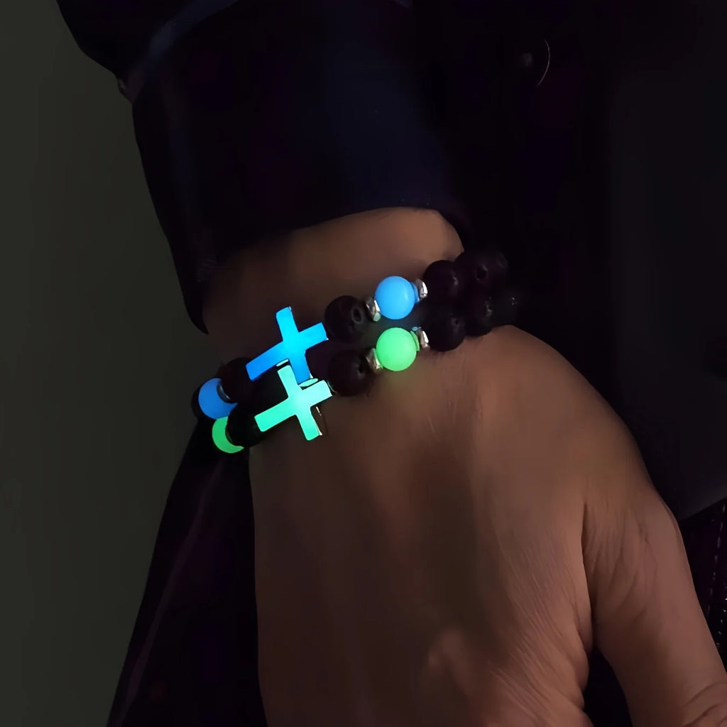 Cross Charm Light Up in the Dark Bracelet