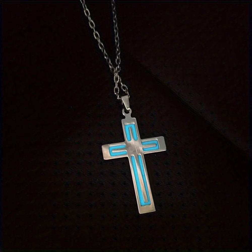 Cross Charm Light Up in the Dark Necklace